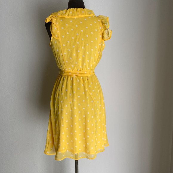 Forever 21 sz S Sleeveless V neck ruffle polkadot flare dress - Picture 4 of 6